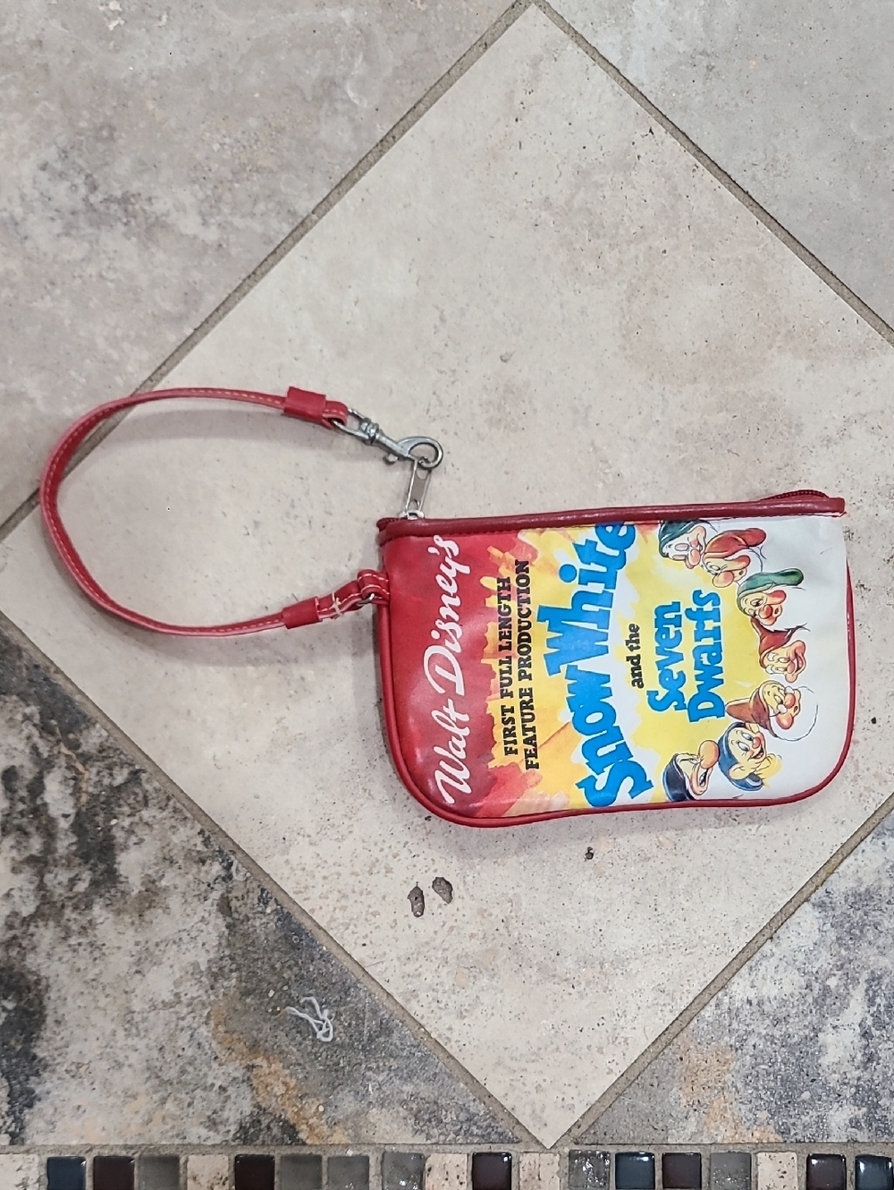 Disney Red Satin Zip Wristlet Pouch